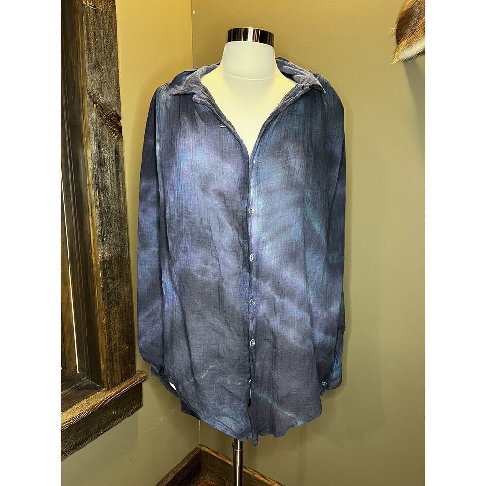Vintage Boho Whorl By rayomd ercoil oversized tie dye button up